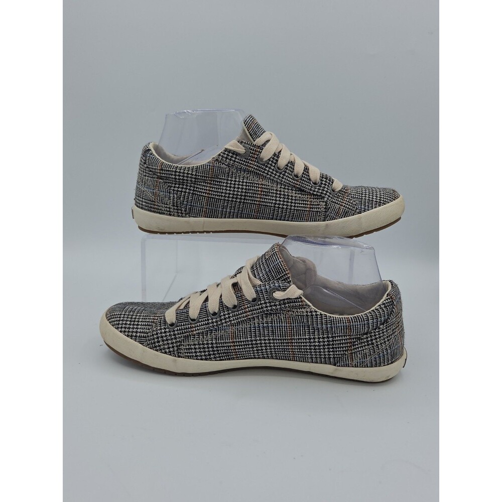 Taos Plaid Star Canvas Lace Up Sneakers Women's Size 9 Gray Blue Glen Check - Picture 2 of 8